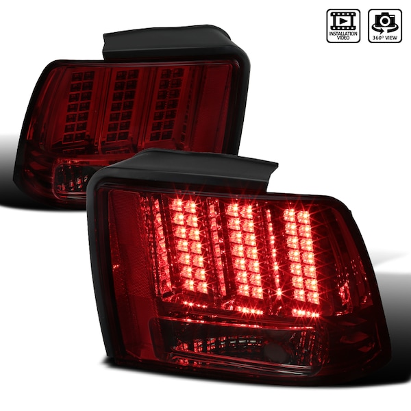 Spec-D Tuning 99-04 Ford Mustang Facelift Sequential LED Tail Lights- Red Smoke LT-MST99RGLED-SQ-RS - main